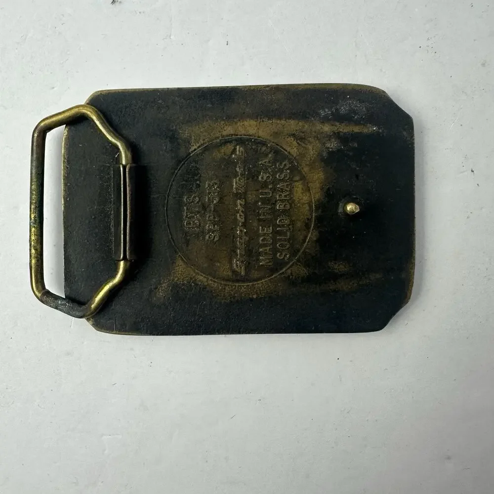 Vintage Snap On Tools Belt Buckle BTS 513 Solid Brass MADE IN USA
